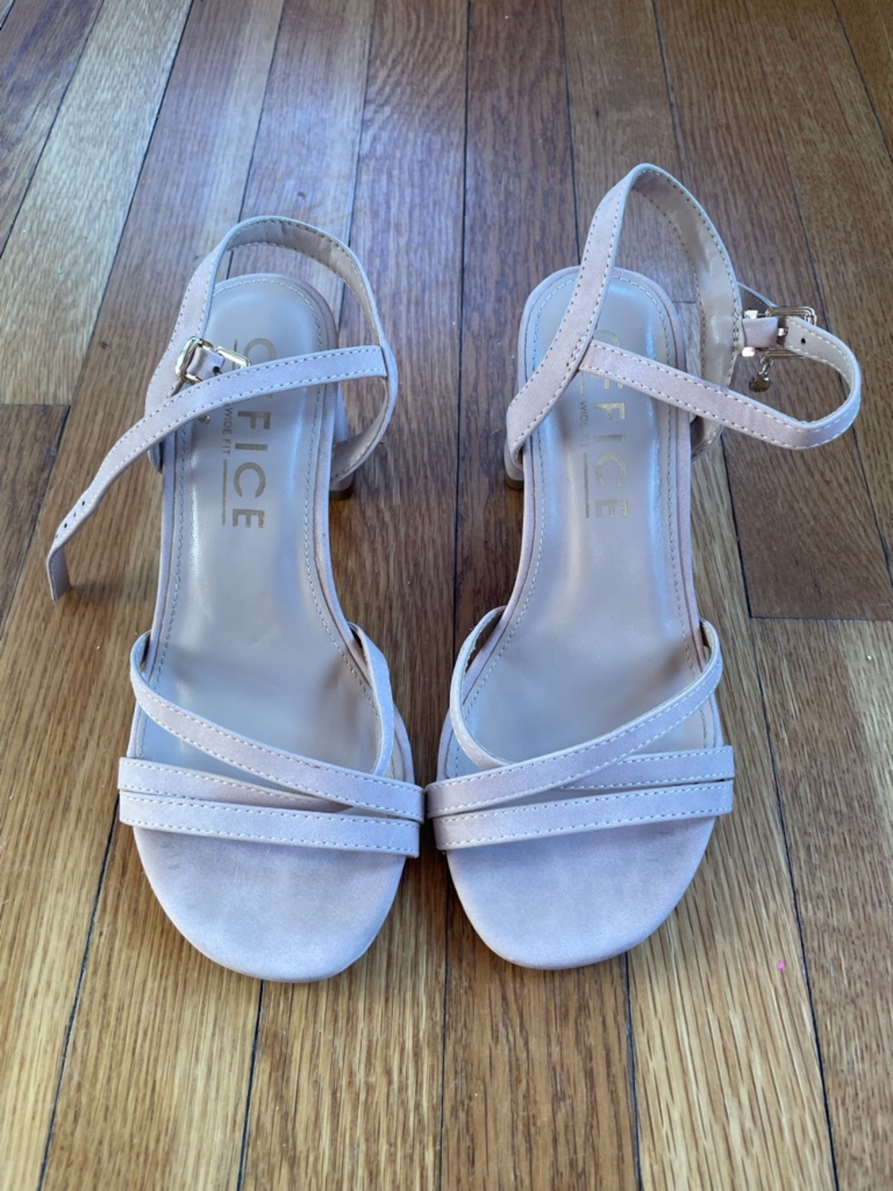 Office London Blush Pink Block Heel Sandals Ankle Strap Size EU 38 US 7.5